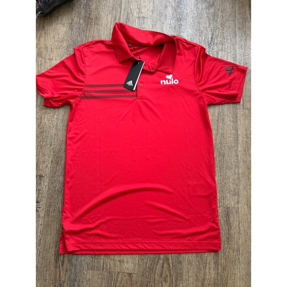 Adidas Golf Mens Small Red Nulo‎ Logo Performance Polo Shirt Short Sleeve EJ8308